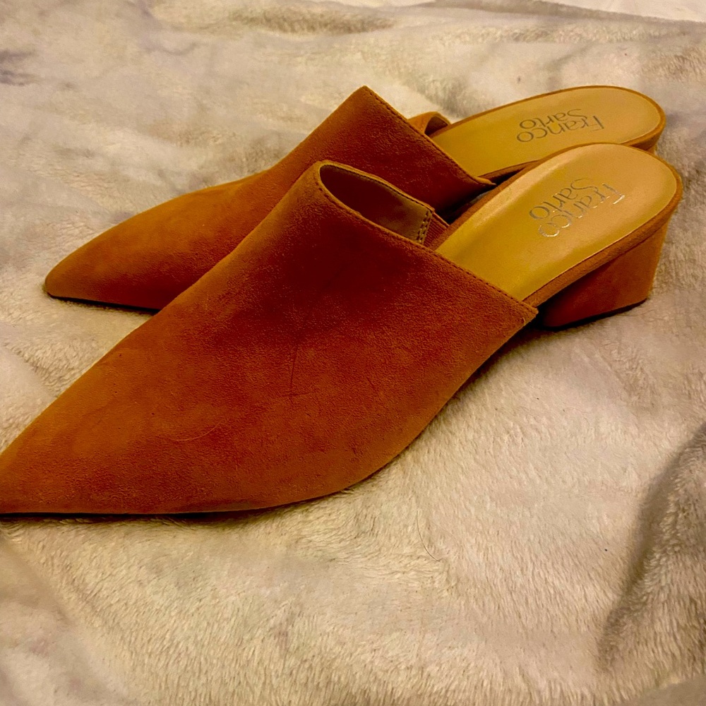 Franco Sarto mustard colored mule
